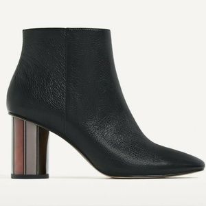 Zara Metallic Heel Zip Ankle Booties